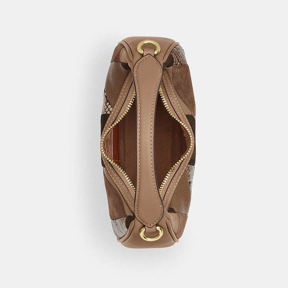 Coach Carmen Mini Crossbody Bag With Patchwork Gold/Mushroom NWT CCE62 - Picture 3 of 16